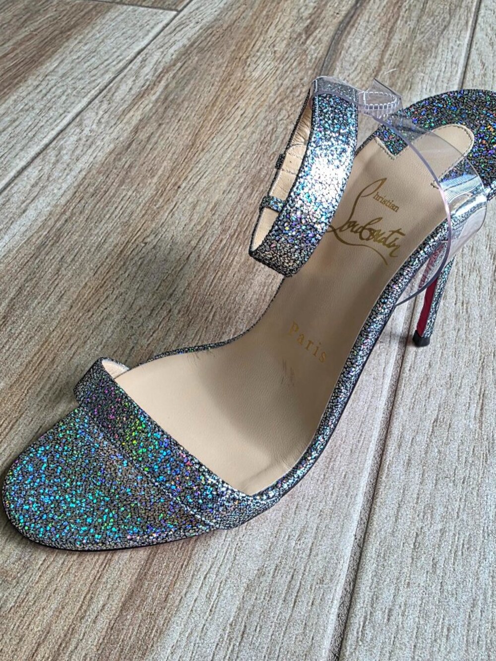 Christian Louboutin Jonatina Glitter Sandal Stilletos Heels Eur. 37.5